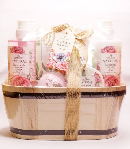 مجموعة هدايا الحمام الطبيعية في صندوق خشبي – Natural Botanicals Wooden Box Bath Gift Set