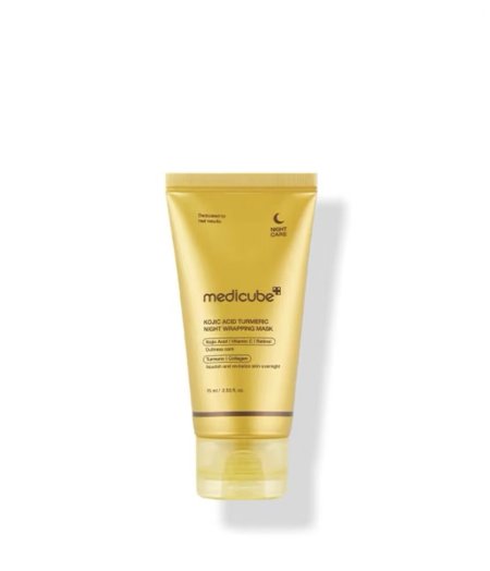 Medicube Kojic Acid Turmeric Night Wrapping Mask 75ml – מסכת לילה עוטפת עם חומצה קוג’ית וכורכום מבית מֵדיקיוב, 75 מ”ל