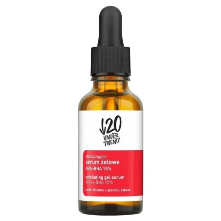 UNDER TWENTY EXFOLIATING GEL SERUM AHA + BHA 15% - 30ML UNDER TWENTY ג’ל סרום פילינג עם AHA ו-BHA 15% - 30 מ”ל 20 אנדר טוונטי ג’ל פילינג עם חומצות AHA ו-BHA - 30 מ”ל